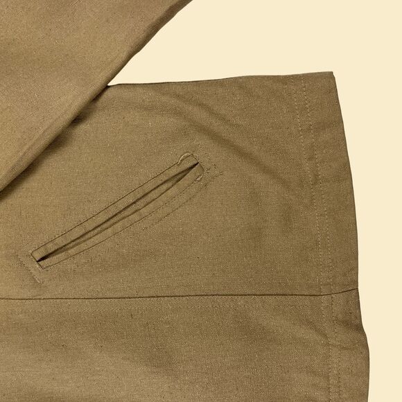 1990s silk M womens jacket, vintage 90s silk/linen brown windbreaker jacket - Picture 8 of 10